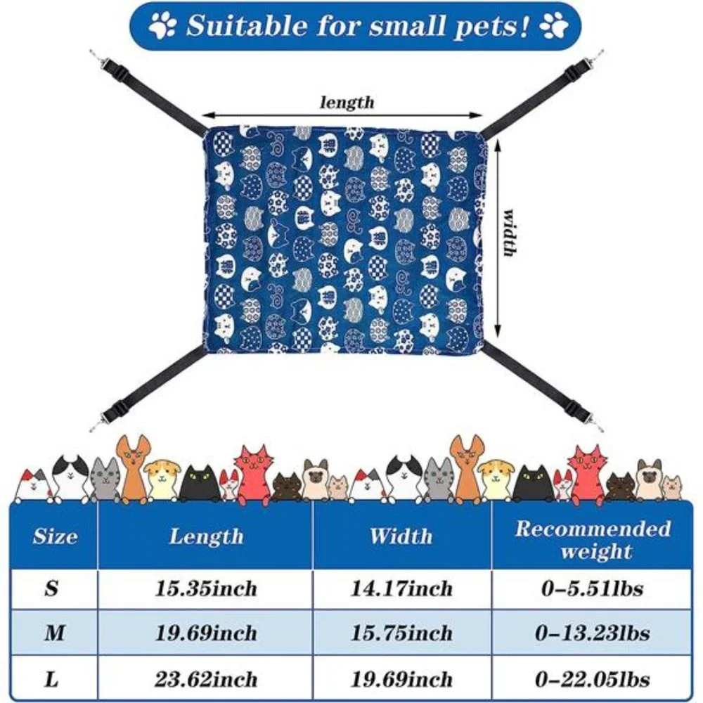 2 Pieces Reversible Cat Hanging Hammock Soft Breathable Pet Cage Hammock